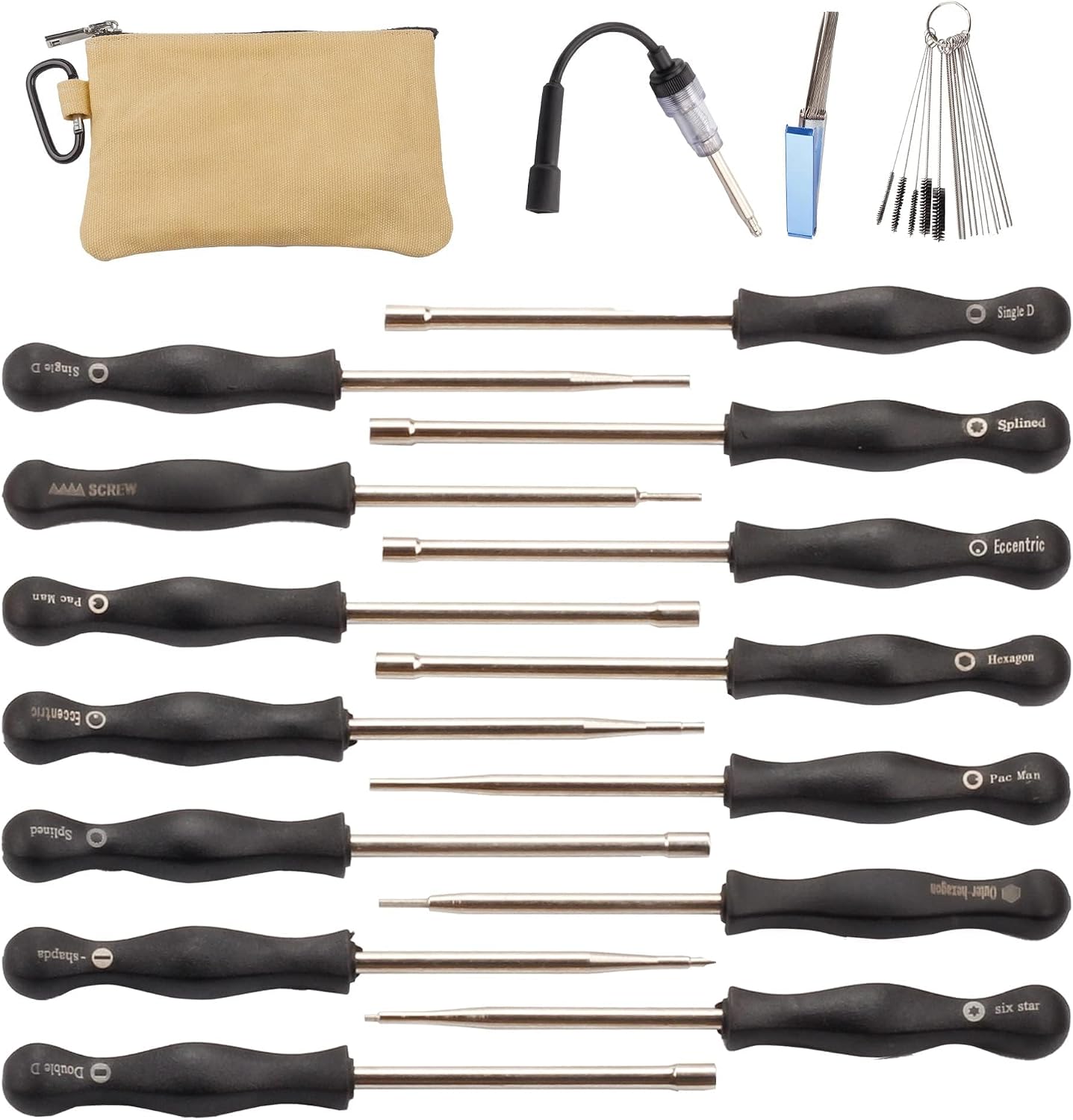 Dasbecan 14-Piece Carburetor Adjustment Screwdriver Kit with Cleaning Tools and Spark Tester